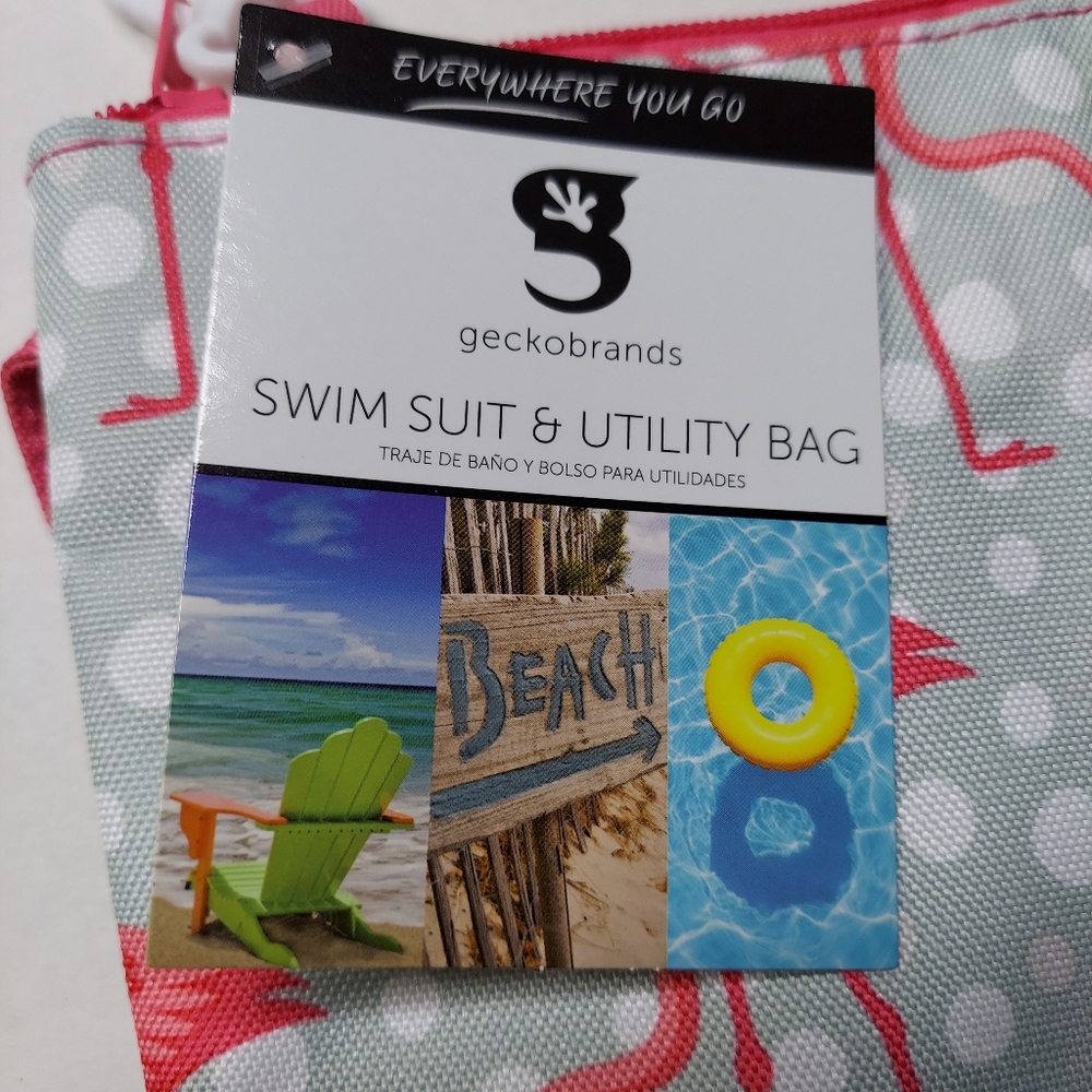 Flamingo Geckobrand Swimsuit Bag Wristlet - Picture 6 of 9